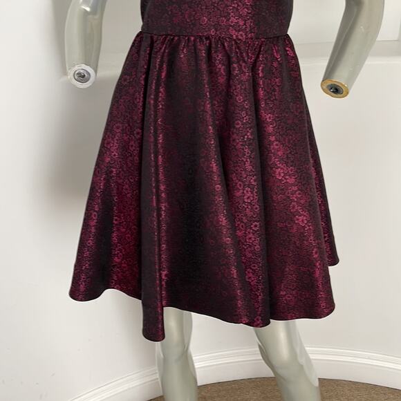 Mise En Scène By Ruffian Fall 2009 Jacquard Red/Black Floral Dress Size 4 - Picture 6 of 12